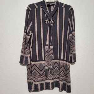 Ali Miles Boho Print Tunic Top Print XL Brown Wearable Art drapey mature